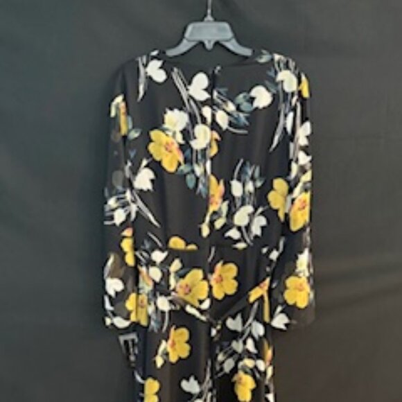 International Concepts Black Floral Chiffon Midi Dress 16 - Picture 2 of 11